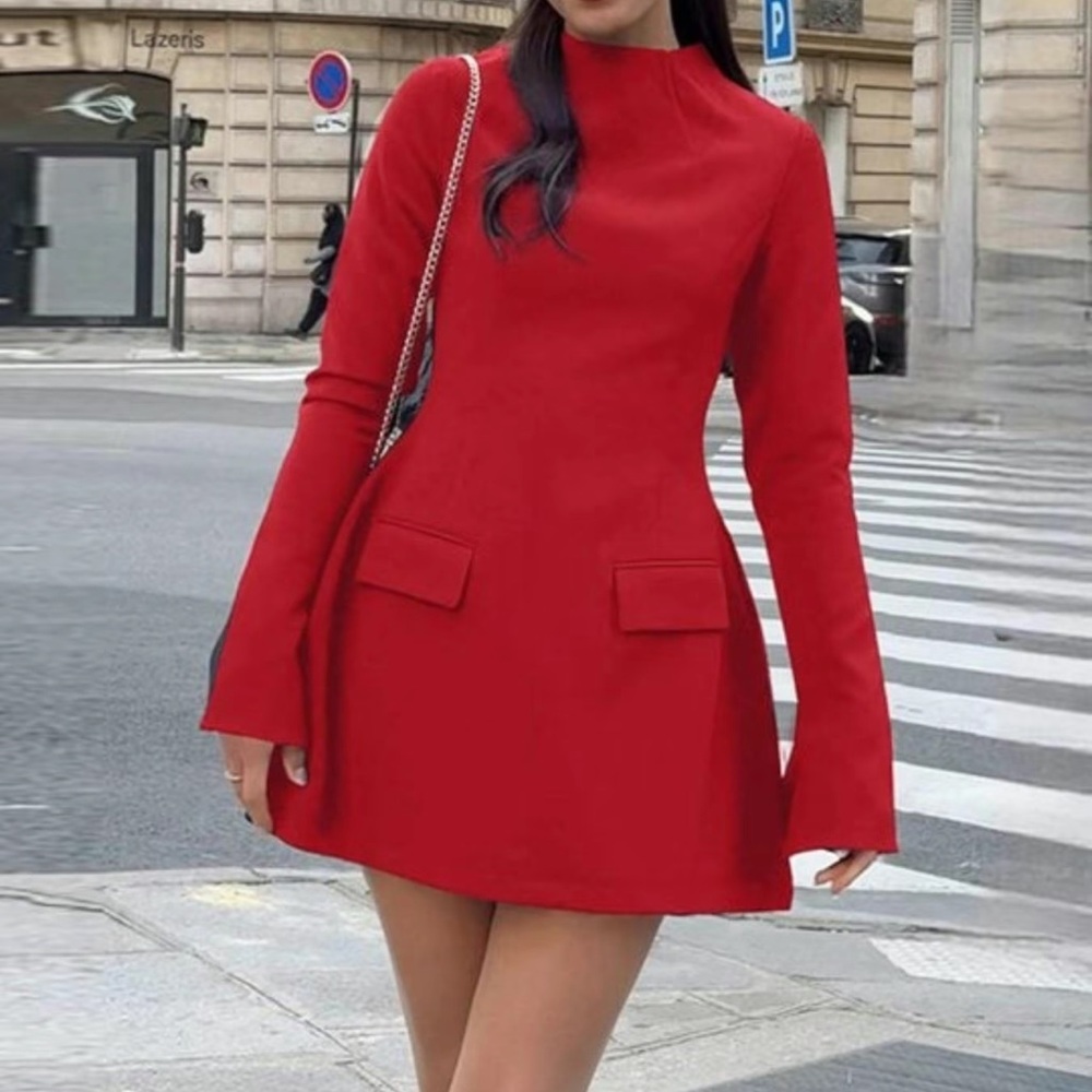 Women's Red A-Line Dress